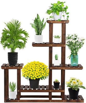 Yaheetech Yaheeetech Soporte De Maceta Estanter&iacute;a De Plantas Estante Madera Para Jard&iacute;n Balc&oacute;n Escalera De Flores Decorativas Est&eacute;tica