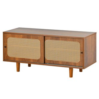 Urban Meuble Mueble zapatero de rat&aacute;n con 2 puertas y estante, 104 x 40 x 48 cm