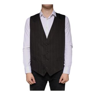 Dolce & Gabbana Suit Vests, male, Black, Size: 3XL Black Formal Waistcoat Dress with Logo