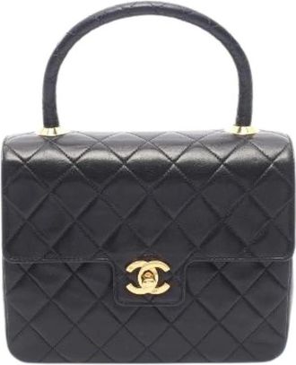 Chanel Pre-owned Mini Matelasse Top Handle Lambskin Handbag - Dames - Vintage Handtas - Zwart - ONE Size - Leer - Vintage