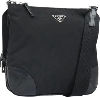 Prada Pre-owned Cross Body Bags, female, Black, Size: ONE SIZE Pre-owned Nylon Cross Body Bag