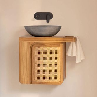 Sklum Conjunto De Mueble De Ba&ntilde;o Suspendido En Madera De Teca Georgy Sklum