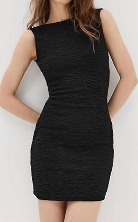 Good American Wide Scrunchie Scoop Back Mini Dress In Black