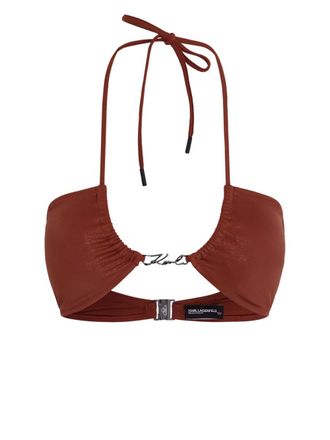 Karl Lagerfeld Signature bikinitop met halternek - Rood