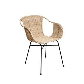 Koketto Home Silla de ratan natural y patas met&aacute;licas negro