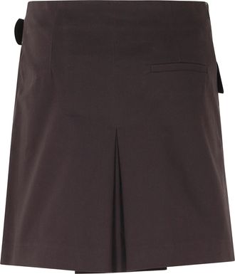 Semicouture Doria Belted Pleated Cotton Skirt