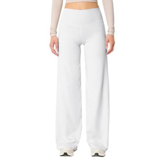 Generic fold Over Yoga Pants for Women Wide Leg Pants for Women Stretch Flare Yoga Pants Comfy High Waisted Tummy Control Bootcut Leggings Athletic Pants Whit