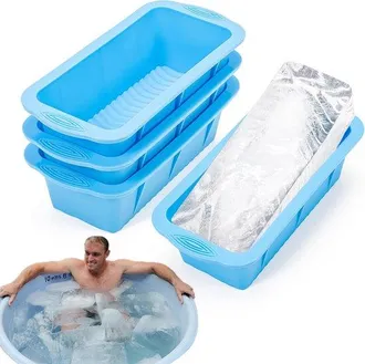 OEM Juego De 4 Bandejas Grandes Para Cubitos De Hielo, F&aacute;ciles De Desmoldar, Reutilizables, Ba&ntilde;os De Inmersi&oacute;n O Neveras Port&aacute;tiles