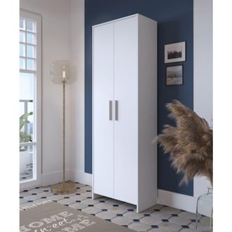 Dmora Dmora - Guardaroba 2 ante Ionio, Mobile camera da letto, Cabina armadio portabiti, Armadio appendiabiti, 65x38h197 cm, Bianco