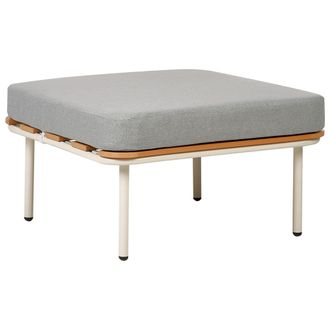 Beliani Otomana De Jard&iacute;n 74 X 74 Cm Estructura De Metal Madera Sint&eacute;tica Listones Coj&iacute;n Gris Senise