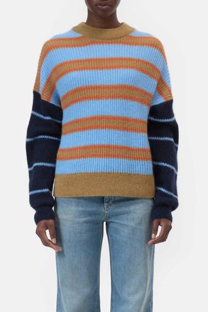 Closed Striped Alpaca Wool-Blend Knit Sweater In Sky Blue
