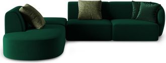 BLOOMINGLOFT 5-Sitzer Design-Ecksofa Chiara Samt ohne Rückenlehne - Links