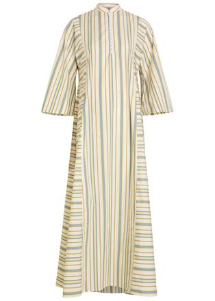 Thierry Colson Rachel Striped Cotton Maxi Dress - Yellow - XL (UK16 / XL)