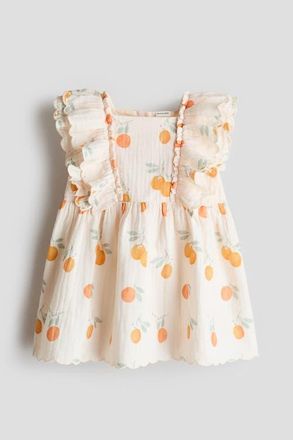 H&M 2-piece Cotton Muslin Set in Cream/lemons at Nordstrom, Size 18M