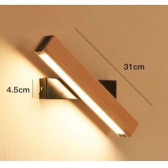 OEM Aplique De Pared Led De 6 W En Madera Maciza - Rotaci&oacute;n De 360&deg; - Luz Blanca Fr&iacute;a - 31 Cm De Di&aacute;metro - Iluminaci&oacute;n Moderna Para Dormitorio Y Sala De 