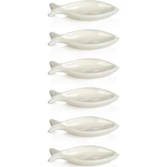 Zodax Coral Beach Set of 6 Ceramic Fish Bowls in White at Nordstrom Rack