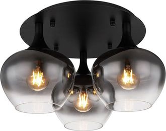 Globo Lighting Plaf&oacute;n - Maxy - Negro - Vidrio Vidrio Ahumado - &Oslash; 45cm - - Globo