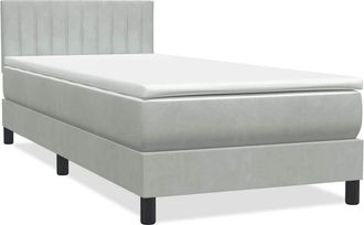 vidaXL Cama Box Spring Con Colch&oacute;n Terciopelo Gris Claro 90x210 Cm Vidaxl