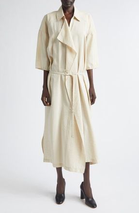 Christophe Lemaire Asymmetric Silk Blend Shirtdress in Oat Milk at Nordstrom, Size 8 Us