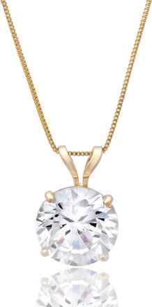 MAX + STONE 14k Yellow or White Gold Round Cubic Zirconia Pendant Necklace 5mm to 10mm