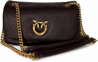Pinko Click Soft Schoudertas - Dames - Schoudertassen - Bruin - ONE Size - Katoen - Tassen