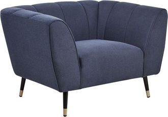 Beliani Beliani - Sill&oacute;n De Tela Asiento Ancho Y Profundo Respaldo Bajo Acolchado Azul Oscuro Orsta