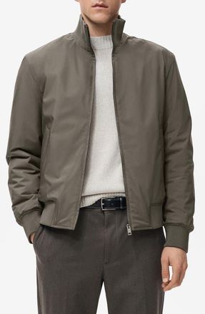 Mango Water Repellent Bomber Jacket in Khaki Grey at Nordstrom, Size X-Large