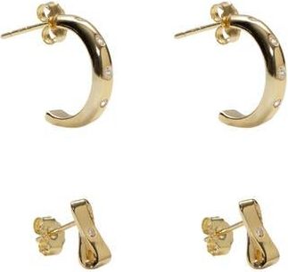 Argento Vivo Cubic Zirconia Stud & Hoop Earrings Set in Gold at Nordstrom Rack