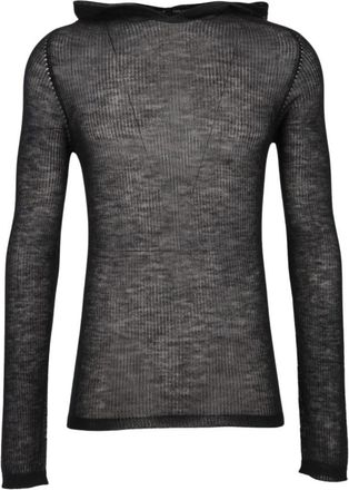 Rick Owens Sheer Hooded LS T - Heren - Hoodies - Zwart - M - Kasjmier - Hoodies & sweatvesten