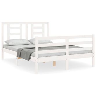 Berkfield Home Bed Frame with Headboard White Small Double Solid Wood