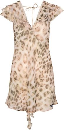 Rotate Ruche Chiffon Mini Jurk - Dames - Korte kleedjes - Veelkleurig - M - Chiffon - Kleedjes