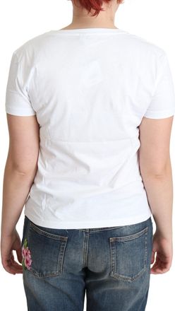 Moschino Womens White Cotton Come Play 4 Us Print Tops T-Shirt