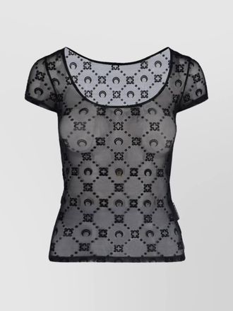 Marine Serre flocked mesh logo-print short-sleeve top