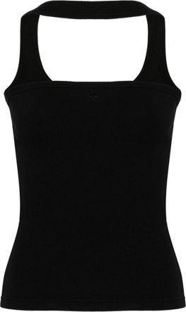 Courr&egrave;ges Black Scoop Neck Top