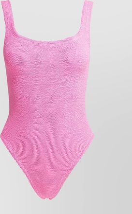 Hunza G high-cut leg scoop back swimsuit in textured fabric