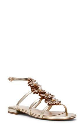 Betsey Johnson Joyce Ankle Strap Sandal in Gold at Nordstrom, Size 10