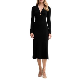 Twinset Longuette Dress - Dames - Casual kleedjes - Zwart - XS - Polyester - Kleedjes