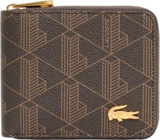 Lacoste De Blend Compacte Portemonnee met Rits - Heren - Portefeuilles - Bruin - ONE Size - Accessoires