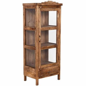 Wanderlust Deco Vitrina De Madera Artesanal Marr&oacute;n 58x40x144h Cm