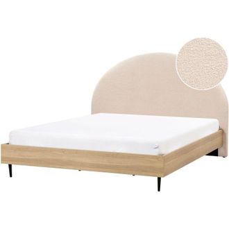 Beliani Beliani - Letto matrimoniale in tessuto boucl&egrave; beige con rete 180 x 200 cm Millay