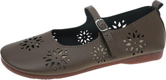 Generic Flat Shoes for Women Wide Width Pumps Shoes Round Toe Fashionable Breathable Lightweight Foldable Comfy Casual Mary Jane Flats Leisure Shopping Khaki