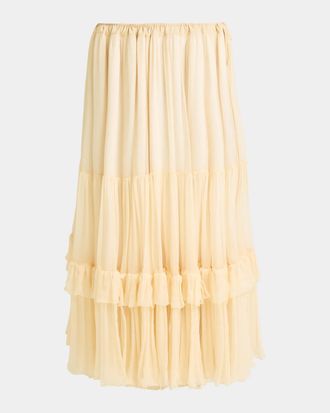Chlo&eacute; Silk Tiered Maxi Skirt