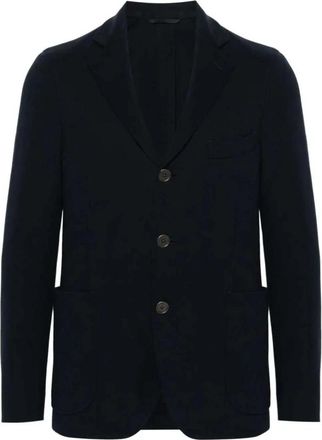 PESERICO Navy Blauw Katoenen Blazer - Heren - Blazers - Blauw - 3XL - Katoen - Jassen