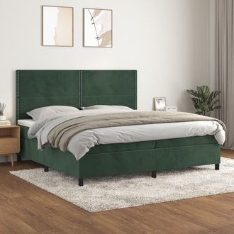 vidaXL Vidaxl - Cama Box Spring Con Colch&oacute;n Terciopelo Verde Oscuro 200x200 Cm