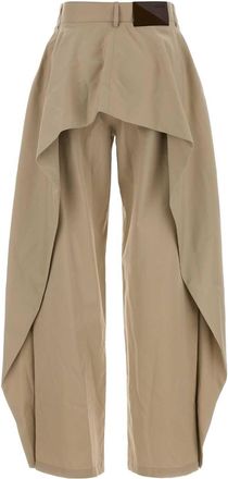 Loewe Cotton Blend Wide-Leg Trousers - Beige