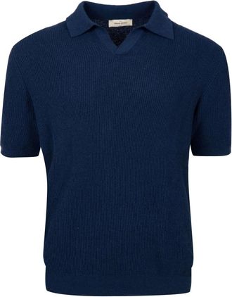 Gran Sasso Ribgebreide Polo - Heren - Polos - Blauw - 3XL - Katoen - Tops