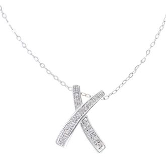 Diamant L'&eacute;ternel Womens 9ct White Gold Pave Set Diamond Kiss Pendant and 18 Chain - One Size
