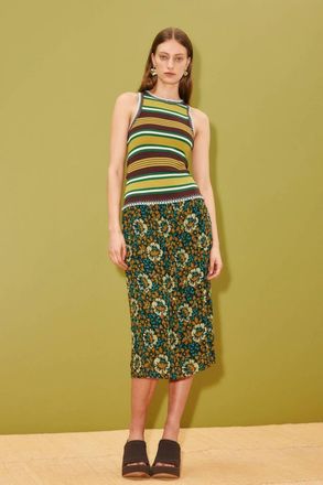 Alemais Clover Knit Tank Top In Chocolate/mustard Stripe