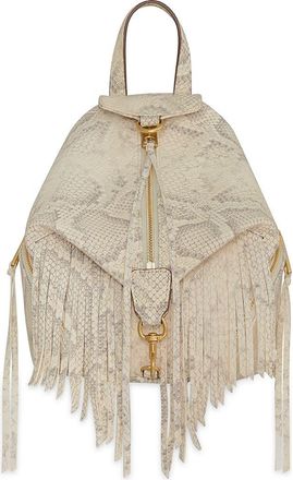 Rebecca Minkoff Mini Julian Snakeskin Print Fringe Convertible Backpack in Natural at Nordstrom