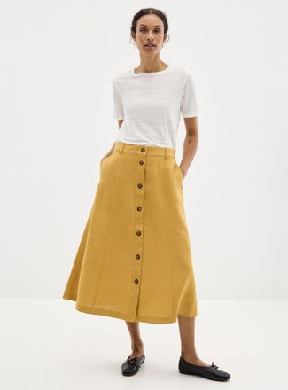 Contemporaine Womens Pure linen button-up skirt
